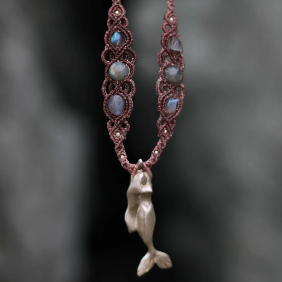 Collar Sirena de plata tejida con Labradorita - Imagen 3