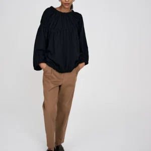 Helen - Canvas tailoring easy pants I Tobacco