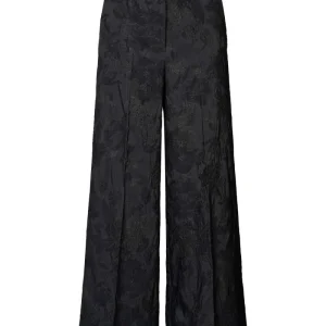 Cass - Clipped jacquard wide leg pants I Pirate black